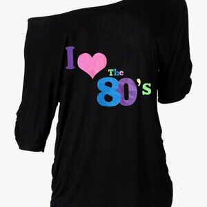 I Love The 80s Off Shoulder T-Shirt-Size Small-Party, Theme Night!